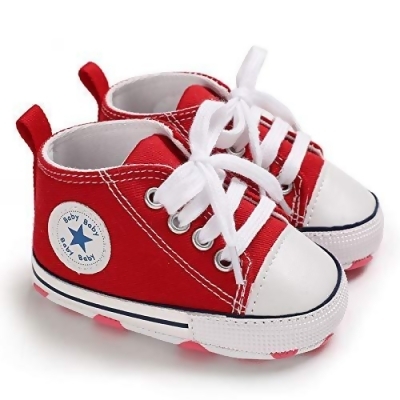 Baby Boys Girls Star High Top Sneaker Soft Anti-Slip Sole Newborn Infant First Walkers Canvas Denim Shoes 