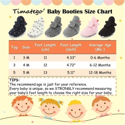 TIMATEGO Newborn Baby Boys Girls Booties Stay On Socks Non Skid Soft Cotton Lining Infant Toddler Warm Winter House Slipper Crib Shoes 0-18 Months 