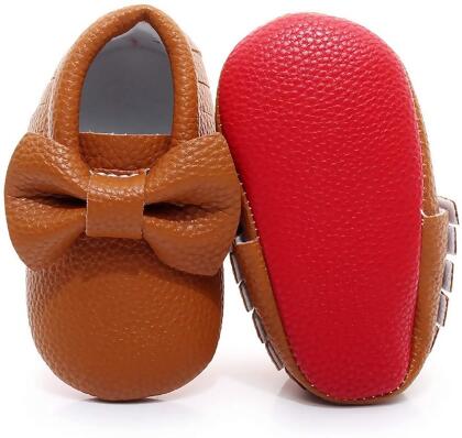 Bebila Double Bow Fringe Baby Moccasins - Soft Sole Baby Shoes Girls Toddler Crib Flats 