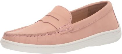 Driver Club USA Unisex Genuine Leather Casual Comfort Slip On Moccasin Penny Loafer Driving Style, blush nubuck 11.5 M US Little Kid 