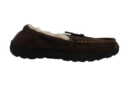 CareBey Slippers for Men,Winter Comfortable Warm Moccasins Slippers with Anti Slip Rubber Sole Loafers Shoes Size 11 M Dark Brown 