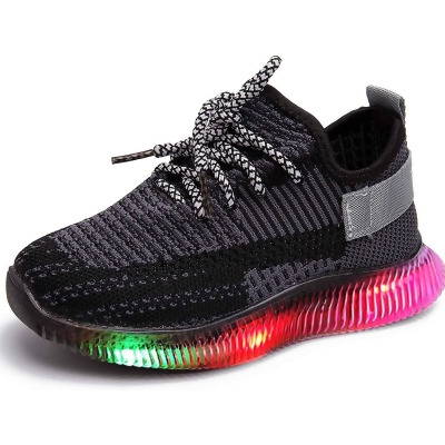 Mictchz Baby Boys Girls LED Light Shoes Sneakers Soft Mesh Knit Light Up Shoes Lightweight Breathable Kids Running Shoes First Walkers Sports Sneakers for Toddler/Little Kid 