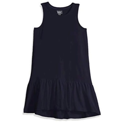 Amazon Brand- LOOK by Crewcuts Girls' Ruffle Hem Tank Dress, Navy, X-Small (4/5) 