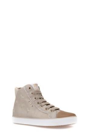 Girl's Geox Kilwi High Top Zip Sneaker, / 38EU - Beige 