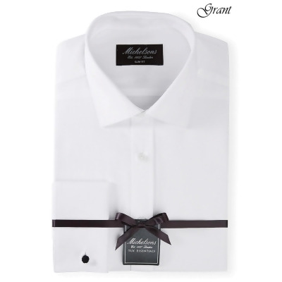 Of London Mens Slim-Fit Solid French Cuff Tuxedo Shirt 