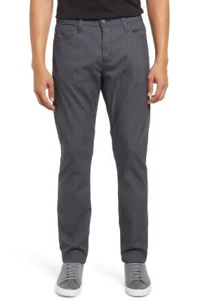 AG Everett Men's Slim Straight Leg Herringbone Pants in Delorean Black/Grey 