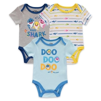 Happy Threads Baby Boys 3-Pk. Baby Shark Bodysuits - Multi Color 