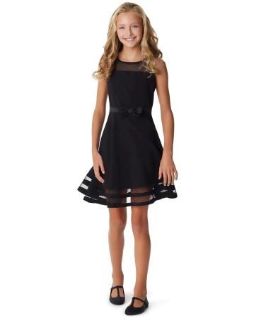 Big Girls Illusion Mesh Bow Front Dress 