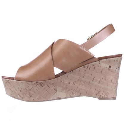 Marc Fisher Womens Sesame Leather Peep Toe Casual Platform Sandals - 8.5 M US Womens