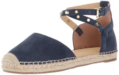 Marc Fisher Womens Maci Leather Closed Toe Ankle Strap Espadrille Flats - 11 M US Womens