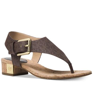 Michael Michael Kors Womens London thong Leather Open Toe Casual T-Strap Sand... - 5.5 M US Womens