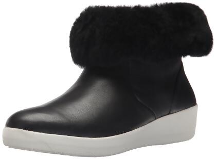 Fitflop Women's Skatebootie Leather Shearling Ankle Boot - 6 M US Womens