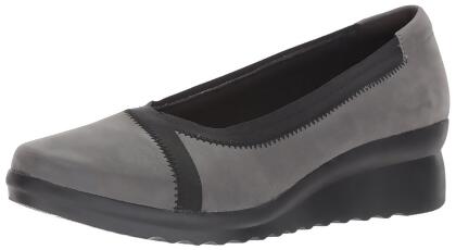 Clarks Womens Caddell Dash Leather Closed Toe Wedge Pumps - 12 W US Womens