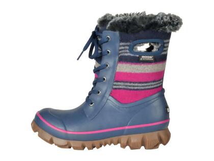 Bogs Girls Arcata Wool Stripe Rubber Ankle Pull On Rain Boots - 6 M US Big Kid M US Girls