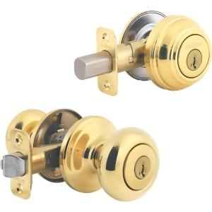 Kwikset Polished Brass Juno Sk Entry Combo 991J 3 Smt Cp K4 - All