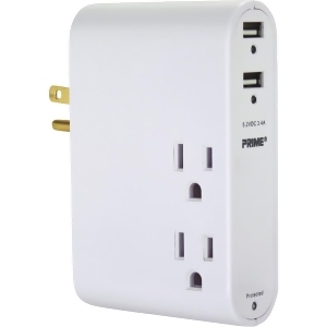 Prime Wire Cable 3 Outlet Surge Tap with Usb Pbslusb343s - All