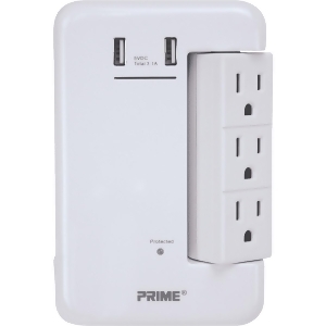 Prime Wire Cable 6 Outlet Surge Tap with Usb Pbrusb346s - All