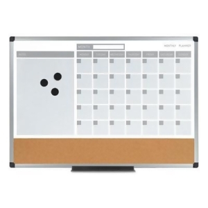 3-In-1 Calendar Planner Dry Erase Board 36 x 24 Silver Frame Mb0707186p - All