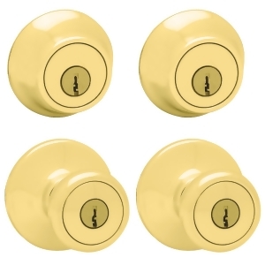 Kwikset Polished Brass Tylo Entry Combo 2pk 242T 3 Cp Pack of 2 - All