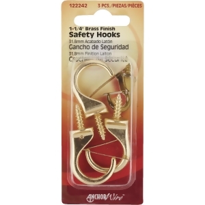 Hillman Fastener Corp 3 Pack Large Brass Safety Hook 122242 Pack of 10 - All