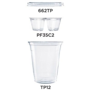 Clear Pet Cups with Two Compartment Insert 12 oz Clear 500/Carton Pf35c2cp - All