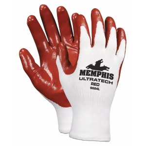 Mcr Safety 13 Gauge Flat Nitrile Coated Gloves Glove Size L Red/White 9684L - All