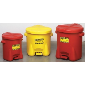 Floor Oily Waste Can 10 gal. Polyethylene Yellow Foot Operated Self Closing - All