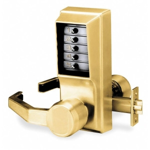 Mechanical Push Button Lockset 5 Button Vandal Resistant Entry Antique Brass - All