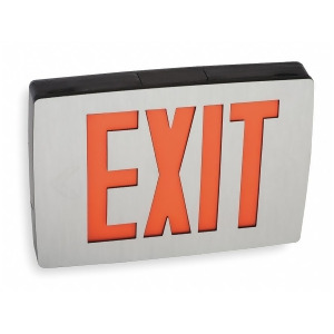 1 Face Led Exit Sign Black/Silver Aluminum Housing Red Letter Color - All