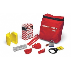 Brady Portable Lockout Kit Filled Electrical Lockout Pouch Red White Lkelo - All