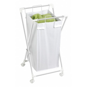 Honey-can-do White Folding Hamper with Casters 18-1/2 L X 33 W X 33 H Metal - All