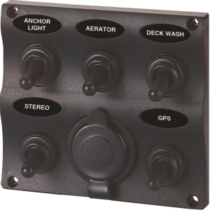 Seasense 50031295 SeaSense 5 Gang Toggle Switch Panel with 12-Volt Outlet - All