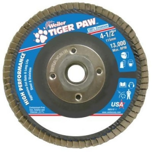 Tiger Paw Coated Abrasive Flap Discs 4 1/2 40 Grit 5/8 Arbor Phenolic Back - All