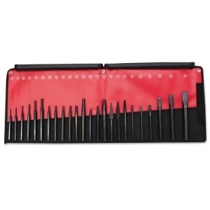 24 Piece Punch Chisel Kits Pointed; Round English Pouch - All
