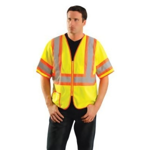 Class 3 Mesh Vests with Silver Reflective Tape Large Hi-Viz Yellow - All