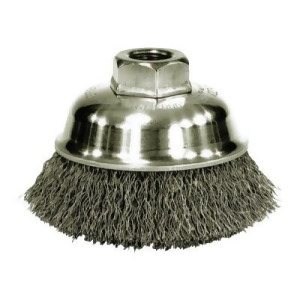 Crimped Wire Cup Brush 3 1/2 in Dia. 5/8-11 Unc Arbor .014 in Stainless Steel - All
