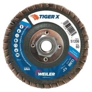Tiger X Flap Disc 4 1/2 in Angled 60 Grit 5/8 in 11 Arbor - All