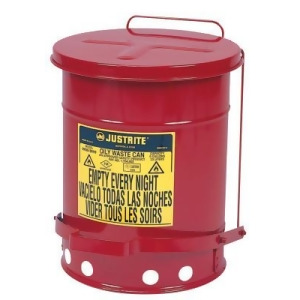 Red Oily Waste Cans Foot Operated Cover 14 Gal Red - All