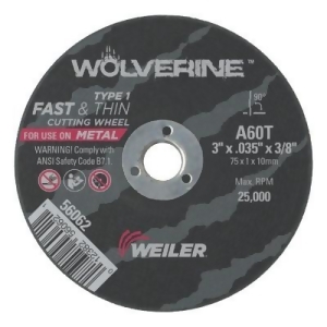 Wolverine Thin Cutting Wheels 3 in Dia .035 in Thick 60 Grit Aluminum Oxide - All