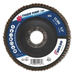 Tiger Paw Coated Abrasive Flap Discs 4 1/2 40 Grit 7/8 Arbor 12 000 Rpm - All