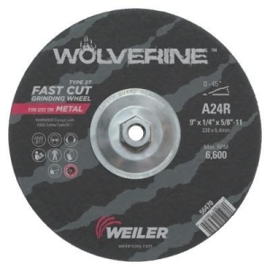 Wolverine Grinding Wheels 9 in Dia 1/4 in Thick 5/8 in Arbor 24 Grit R - All