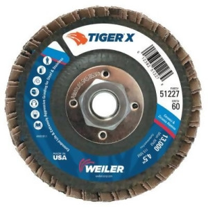Tiger X Flap Disc 4 1/2 in Flat 60 Grit 5/8 in 11 Arbor - All