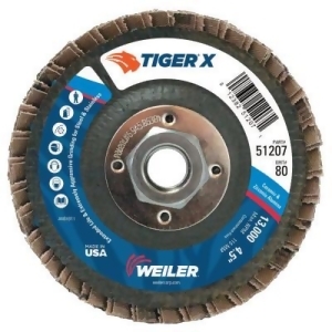 Tiger X Flap Disc 4 1/2 in Angled 80 Grit 5/8 in 11 Arbor - All