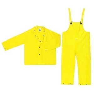 Three-piece Rain Suit Jacket/Hood/Pants 0.28 Mm Pvc/Nylon Yellow 2x-Large - All