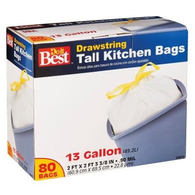 Do it Best 13 Gal. Tall Kitchen White Trash Bag (80-Count) 628018 