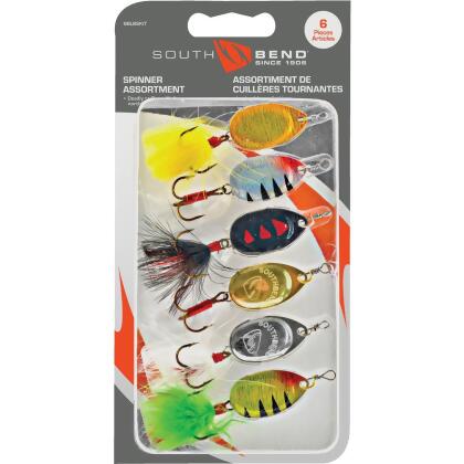 South Bend Lite Tackle Spinner Kit | Brass Blades Fishing Lures | 6-Pack