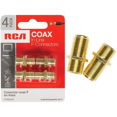 RCA In-Line Feed-Through Coax Connector (4-Pack) VH664R 