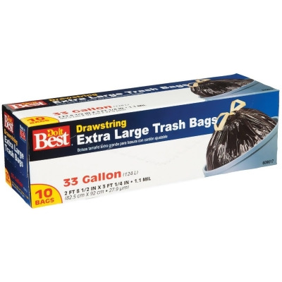 Do it Best 33 Gal. Extra Large Black Trash Bag (10-Count) 609617 