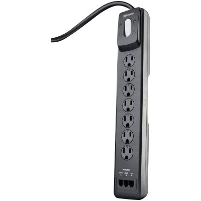 Woods 7-Outlet 1780J Black Resettable Surge Protector Strip with 4 Ft. Cord 
