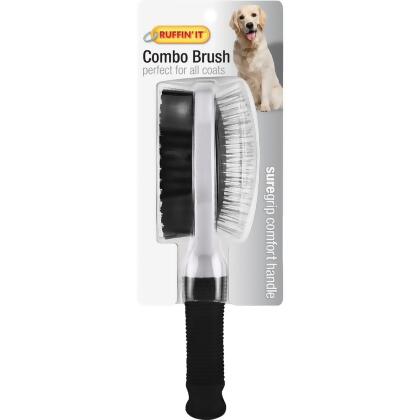 Westminster Pet Ruffin' it Plastic & Metal Bristle Combo Grooming Pet Brush 